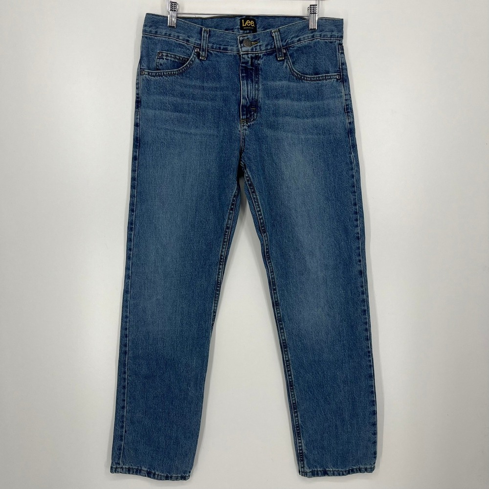 Lee Regular Fit Mens Blue Jeans Medium Wash Straight Leg 31x32